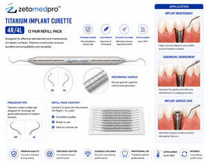 เครื่องมือขูดหินปูนสำหรับรากฟันเทียมไทเทเนียมระดับพรีเมียม ระบบ 4R/4L OEM Zetomed Pro - Product Image 3