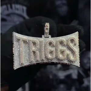 Colgante de Moissanita Personalizado de Plata de Ley 925/10K/14K con Baño de Oro Blanco, Estilo Hip Hop Iced Out, con Certificado de Autenticidad (Pasa el Test de Diamante) para Hombre - Product Image 1