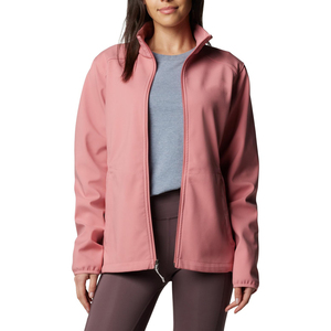 Chaqueta cortavientos rosa para mujer, manga larga, cierre de cremallera, cuello alto, informal, color liso, longitud regular - Product Image 3
