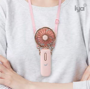 ไอย่า เวียร์เบิลพัดลมคล้องคอแบบพกพา สีชมพู มอเตอร์ดีซี แบตเตอรี่แบบชาร์จไฟได้ พับเก็บได้ 3 ระดับความเร็ว ตัวเครื่องทำจากพลาสติก - Product Image 2