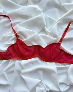 Blood Red Solid Sexy Lingerie <b>Set</b> Women Convertible <b>Triangle</b> Cup <b>Bikini</b> Low-Rise Wire-Free Seamless Breathable Eco-Friendly - Product Image 3