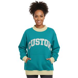 Pull-over décontracté d'hiver pour femme, bicolore, brodé, avec badge à sequins, col montant, doublure polaire, écologique, de haute qualité, respirant et chaud - Product Image 1