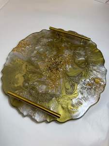 Royal Golden Resin Art Deco <b>Plant</b> Pattern Multi-Functional Wedding Decorative <b>Tray</b> - Product Image 4