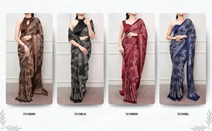 Última Colección de Verano: Sari de Satén de Seda Estampado para Eventos Festivos y Uso Diario, Atuendo Elegante y Hermoso para Mujer - Product Image 5