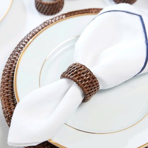 Nouveauté : porte-serviettes en rotin tressé brun foncé, artisanal, pour la décoration de table, hôtels, restaurants. - Product Image 5