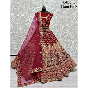 Fabzone, colecciones nupciales indias y paquistaníes, atuendo de boda de terciopelo con Zarkhan Work para novias - Product Image 2