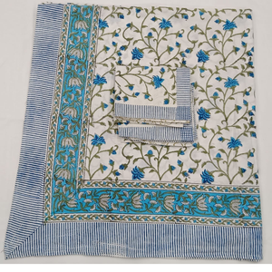 Jaipur Handmade Block Printed Intricate Floral Breathable Eco-Friendly Bedsheet Set 3 PC <b>King</b> <b>Size</b> 100% Cotton 200TC Machine - Product Image 1