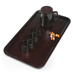 Bandeja de madera de mango rectangular rústica para servir aperitivos, queso o desayuno, Ideal para configuración de bandeja de cama de comedor o uso decorativo en la cocina - Product Image 1