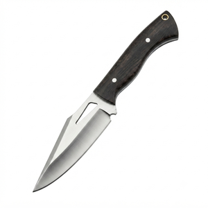 Handmade Bushcraft Skinner <b>Knife</b> – 8" Full Tang High Carbon Steel Hunting <b>Knife</b> with Dark Wood <b>Handle</b> & Leather Sheath - Product Image 1