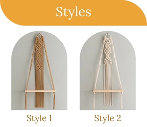 Handwoven Macrame Wall <b>Shelf</b> Set With Wooden Platform Display <b>Shelf</b> For Small Plants Succulents And Indoor Greens From India - Product Image 3