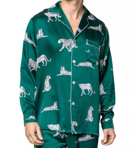 sleepwear silk satin custom sublimation print mens <b>pajamas</b> sleepwear <b>suit</b> set solid color classical sleepwear autumn winter - Product Image 5