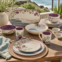Collection de vaisselle moderne mélange de couleurs : Assiettes, bols, tasses pour hôtels, cafés, traiteurs et buffets – Service de table en mélamine