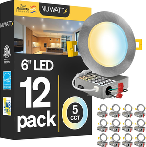 Lot de 12 downlights LED RGBCW de 6 pouces, lumière de plafond encastrée à température de couleur réglable, lampe de nuit moderne - Product Image 1