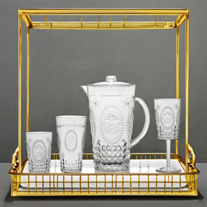 Mejor precio Venta caliente 305ml 10oz Vaso Alto Acrílico transparente Adornado Floral Relieve Jardín Diseño en relieve Taza de bebida baja - Product Image 2