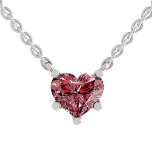 Collar Solitario de Oro Sólido de 10k con Diamante Rosa Intenso Cultivado en Laboratorio, Corte Amalia, Engaste Clásico de Cinco Garras, Joyería Certificada GRA - Product Image 1