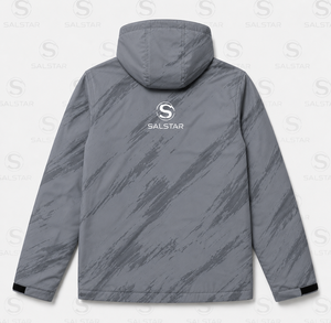 เสื้อแจ็คเก็ตซอฟต์เชลล์สีเทาสำหรับผู้ชายแบบกันน้ำกันลมมีฮู้ดสำหรับกิจกรรมกลางแจ้ง – เสื้อแจ็คเก็ตสำหรับเล่นกีฬาฤดูหนาวน้ำหนักเบาแบบซิปเต็มตัวพร้อมลายพิมพ์แบบซับลิเมชั่น - Product Image 4