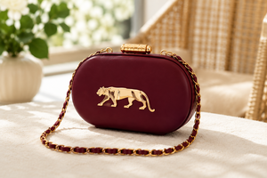 Burgundy Evening <b>Clutch</b> Bag Chain Strap Magnetic Closure Acrylic Party Purse for <b>Wedding</b> Banquet - Product Image 3