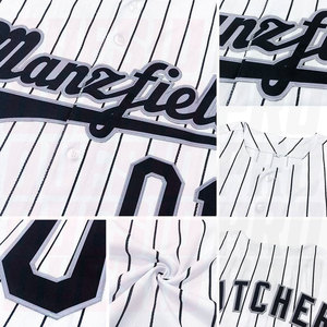 Camiseta de Béisbol Auténtica Personalizada con Rayas Blancas y Negras, Impresión por Sublimación, Logotipo Personalizado, Personalización de Color - Product Image 6