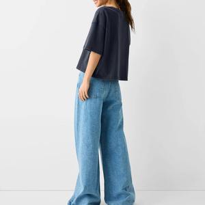 Women's Short Sleeve Cotton Jersey T-Shirt Casual Solid Color Regular Fit Knitted Plain Dyed <b>Top</b> - Product Image 2