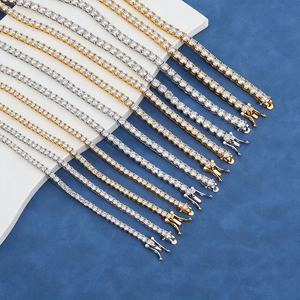 Collier Hip Hop de Luxe en Or Blanc et Jaune avec Chaîne Tennis Ronde en Moissanite et Sertissage à Quatre Griffes - Product Image 2
