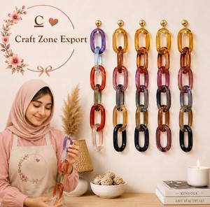 Bracelet et collier en résine époxy artistique, motifs personnalisés peints à la main, chaîne à maillons décoratifs, décoration murale de haute qualité - Product Image 6