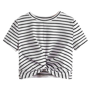 Nueva camiseta corta de moda para mujer, ideal para conjuntos de verano, la tela suave te hace lucir elegante y cómoda - Product Image 1