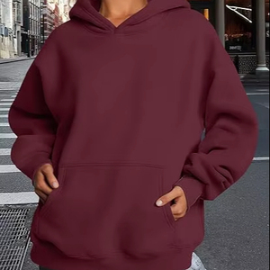 Sweat à capuche oversize en coton de haute qualité, épais et lourd, en molleton, à épaules tombantes, uni, pour hommes - Product Image 1