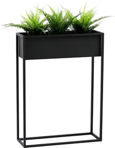 Maceta metálica minimalista para plantas de interior con superficie blanca y soporte para exhibiciones decorativas frescas en interiores modernos - Product Image 2