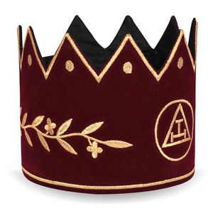 Gorra de Alta Calidad King Royal Arch Chapter Crown - Terciopelo Rojo y Dorado con Cinturón Ajustable, Bajo MOQ, Hecho en Pakistán - Product Image 3