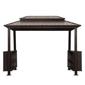 Gazebo de jardin 6x10FT avec toit rigide en acier galvanisé double et 2 armoires, auvent de terrasse et pergola par Ceili - Product Image 2