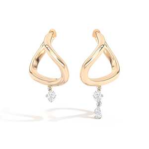 Dangle Hoop Earrings Custom 14K 18K Solid Gold Gold Lab Grown Diamond <b>Cushion</b> Pear Architectural Catenary Curve <b>Statement</b> Gift - Product Image 4