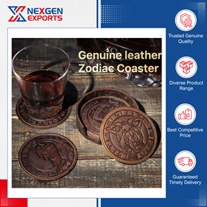 Exceptional Quality Modern Luxury Style Round Shape Custom Logo PU Leather <b>Table</b> Top Drink Coaster for Wholesale Purchasers - Product Image 2