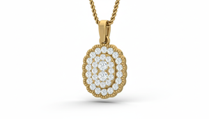 Pendentif halo « Ovale éternel » pour femme en or 14 carats et diamants naturels |   0,36 carats |   Bijoux fins de haute qualité, commandes en gros disponibles - Product Image 3