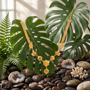 Divyoro Floral Yellow Gold <b>Copper</b> Alloy Pendant Necklace 18 Inches Adjustable Rope <b>Chain</b> Women's Classic Wedding Jewelry Gift - Product Image 4