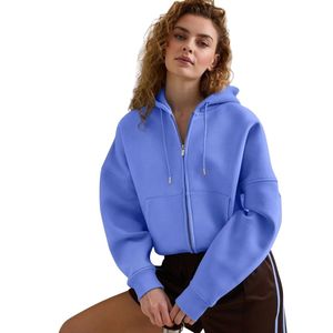 Sudadera con Capucha de Forro Polar Personalizada para Mujer, Azul Periwinkle, Oversize, Manga Larga, Estilo Casual Urbano, Cálida y Suave, OEM - Product Image 4
