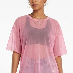 T-shirt transparent tendance pour femme, style hip-hop, léger, respirant, séchage rapide, à épaules tombantes - Product Image 4