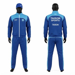 Chaqueta de Entrenamiento de Hockey sobre Césped, Poliéster Interlock Premium de 300 Gramos, Panel en Contraste Azul y Negro, Logotipo Personalizado con Transferencia Térmica, Resistente al Viento - Product Image 1