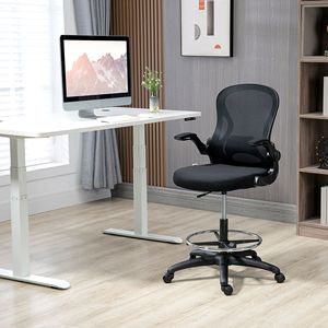 Sedia da Scrivania Ergonomica in Rete Certificata BIFMA con Braccioli Ribaltabili, Supporto Lombare, Poggiapiedi Regolabile, Anello Nero per Uso Domestico - Product Image 2