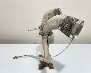 Tasses à corne de buffle polies Tasses à corne à boire Viking Tankards pour un aperçu des coutumes anciennes Artisanat naturel - Product Image 5