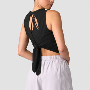 Open Back Gym Tank <b>Top</b> Cropped Sleeveless Muscle Fitness Slim Fit Breathable <b>Padded</b> Built in Bra Moisture Wicking <b>Vest</b> <b>Top</b> - Product Image 2
