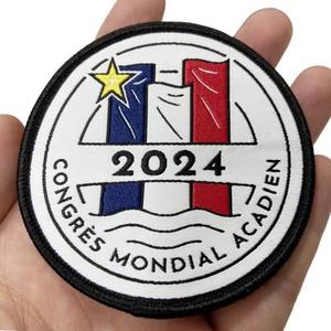 Parche Bordado Circular 2024 Congres Mondial Acadien, Etiqueta de Tela para Prendas, Etiqueta Cosida Tejida - Product Image 1