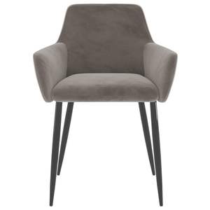 Juego de 2 Sillas de Comedor de Terciopelo Gris Claro 100% Poliéster con Estructura Metálica - Product Image 3