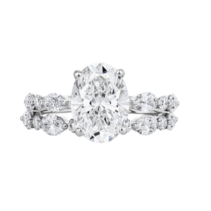 Bague de mariage en or blanc 14 carats avec diamant de laboratoire ovale de 2,00 carats, couleur F, pureté VS1, certifié IGI, nouvelle collection de bijoux - Product Image 1
