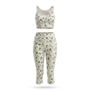 Ensemble de sport pour femme : soutien-gorge sans manches à imprimé numérique et legging capri, respirant, séchage rapide, style sportif mi-mollet, OEM - Product Image 1