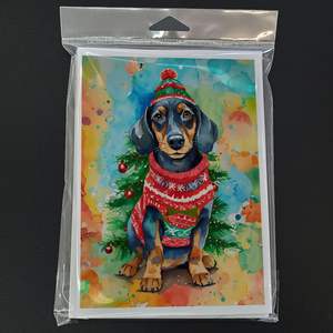 Whimsical Dachshund Christmas <b>Greeting</b> <b>Cards</b> Pack of 8 A7 Size 5x7 Blank <b>Note</b> <b>Cards</b> with Envelopes - Product Image 3