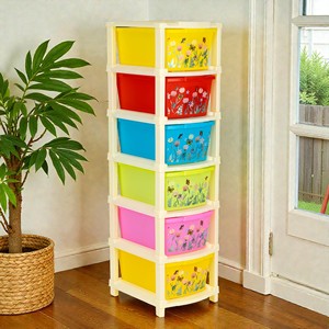 Caja Organizadora Apilable de Plástico PP de 6 Capas con Diseño Moderno, Impresión Multicolor, Moldeada por Inyección, con Asa, 33x15x85cm, para el Hogar - Product Image 5