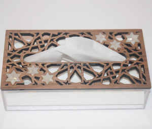 Stylish Ramadan & <b>Eid</b> Mubarak <b>Gift</b> Packaging High Quality Acrylic Dessert Serving <b>Box</b> with Wooden Mother of Pearl Lid - Product Image 5