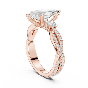 Rose Gold Marquise Cut Lab Grown Diamond <b>Split</b> Shank Engagement <b>Ring</b> for Women Wedding Jewelry - Product Image 4