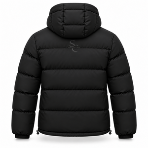 Veste matelassée unisexe surdimensionnée entièrement noire, écologique, imperméable, à capuche, pour l'hiver, vente en gros, vêtements OEM - Product Image 3
