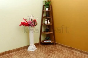 Étagère d'angle en bois massif à 5 niveaux |   Étagère de présentation rustique autoportante |   Meubles de salon en gros |   Meubles de maison - Product Image 3